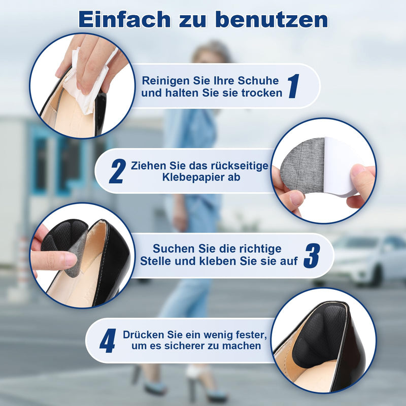 [Australia] - AnjoCare Heel Pads, 3 Pairs of Self-Adhesive Heel Pads for Loose Shoes, Non-Slip Heel Pads for Sneakers, High Heels and Oversized Leather Shoes Black 