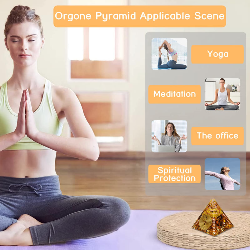 [Australia] - Orgone Pyramid, Small Healing Crystals Pyramid with Tiger's Eye Stones, Orgonite Energy Generator for Resist Stress, Bring Good Luck and Wealth Tiger Eye 