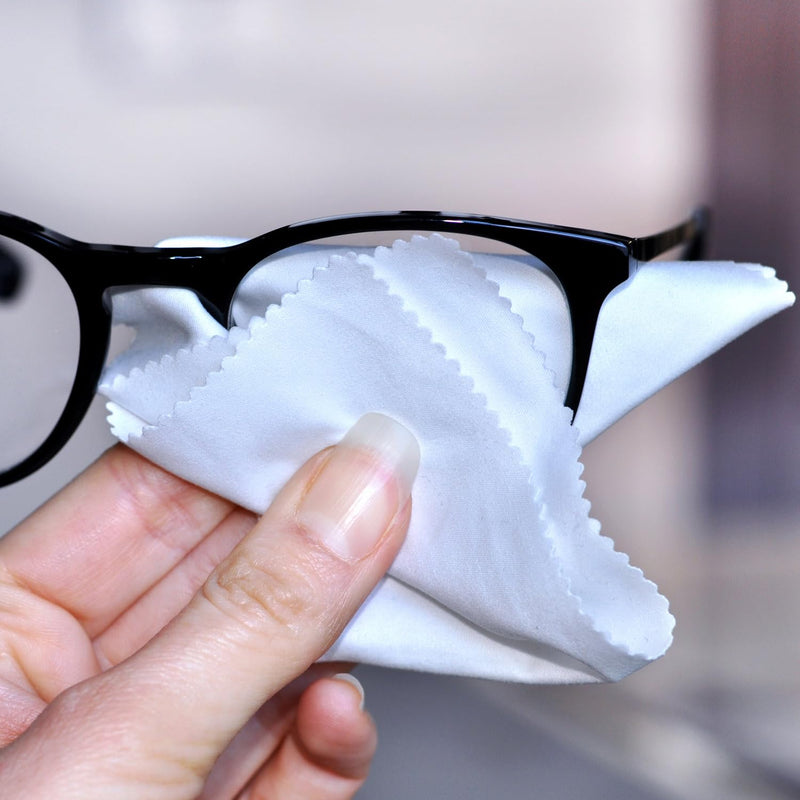 [Australia] - Eyeglasses Cleaning Cloth Glasses Cloths Bulk (5.5"x5.5", White, 100 pcs, No logo) for Eyeglasses, Lenses, Phones, Screens, Camera, Silverware, Delicate Surfaces (V1505) 