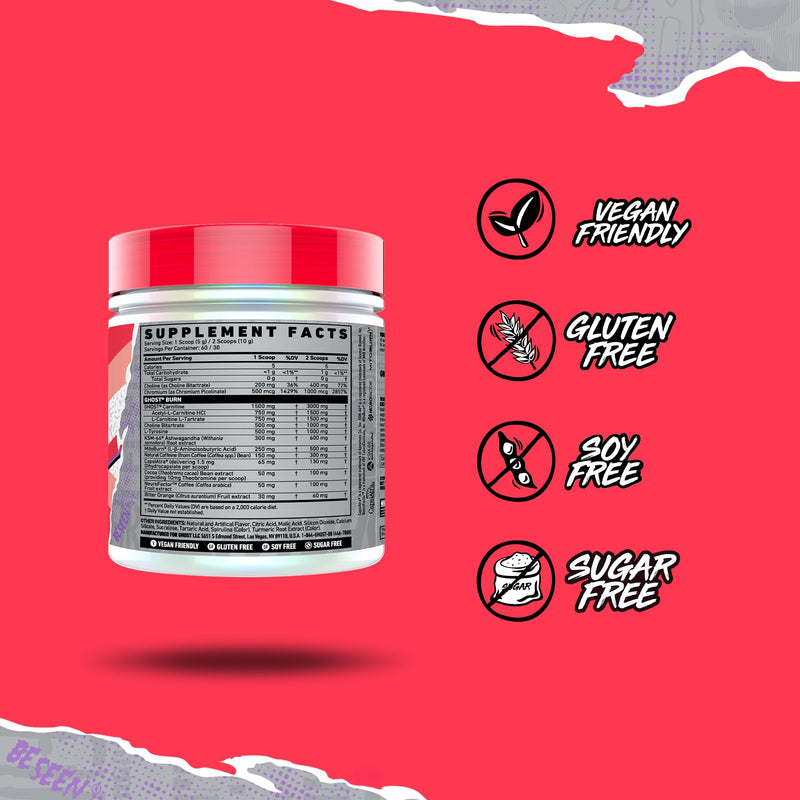 [Australia] - GHOST Burn Weight Management Powder, Guava Berry (60 Servings) - Metabolism & Energy Support Supplement for Men & Women - Natural Caffeine, L-Carnitine & L-Tyrosine - Gluten, Soy & Sugar-Free, Vegan 