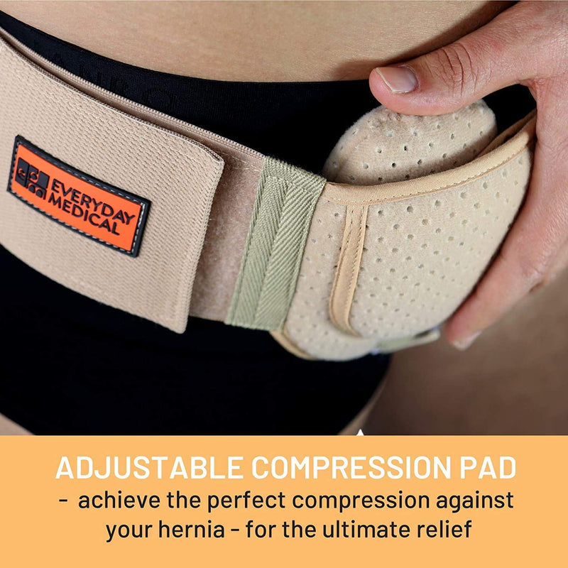 [Australia] - Everyday Medical Inguinal Hernia Support Belt for Men I Fits Left or Right Side I Post Surgery Men and Womens Hernia Support Truss for Inguinal, Groin Hernias I Adjustable Waist Strap I Beige | S/M Small/Medium (Pack of 1) 