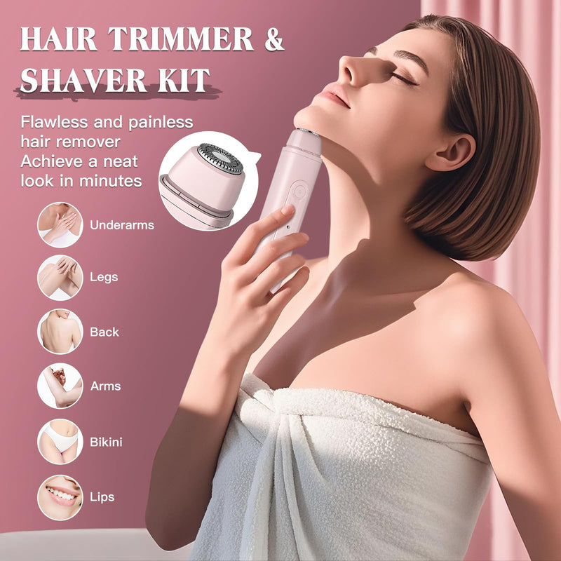 [Australia] - Bikini Trimmer Electric Razors for Women, 2-in-1 Dual-Head Cordless Body Hair Trimmer Facial Hair Removal for Face Lip Chin Pubic Underarm Legs, IPX6 Waterproof, Gifts for Women Pink 