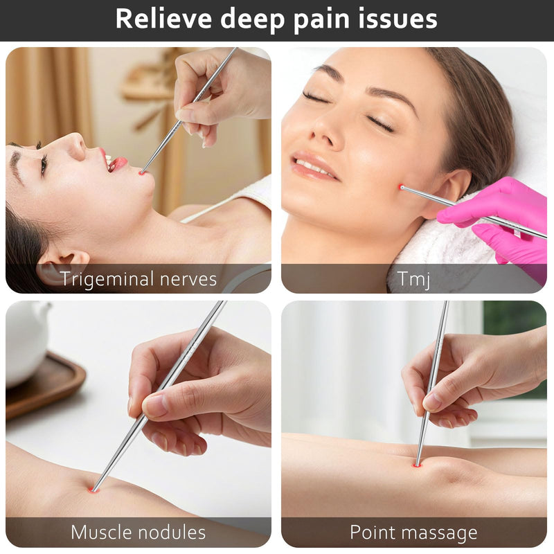 [Australia] - ideayard Facial Reflexology Massage Tool 3 Pieces/6 Szie Headed Stainless Steel Acupuncture Pen Ear Acupressure and Body Point Probe Pen for Deep Tissue Face massage 