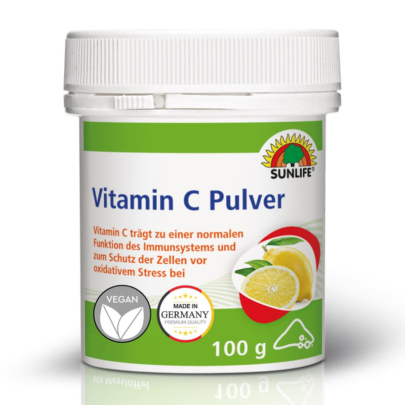 [Australia] - SUNLIFE Vitamin C powder high dosage 100 g - Vitamin C powder with lemon flavor - Pure L-ascorbic acid powder - Nutritional supplement for immune system & cell protection - Vitamin powder with measuring spoon 