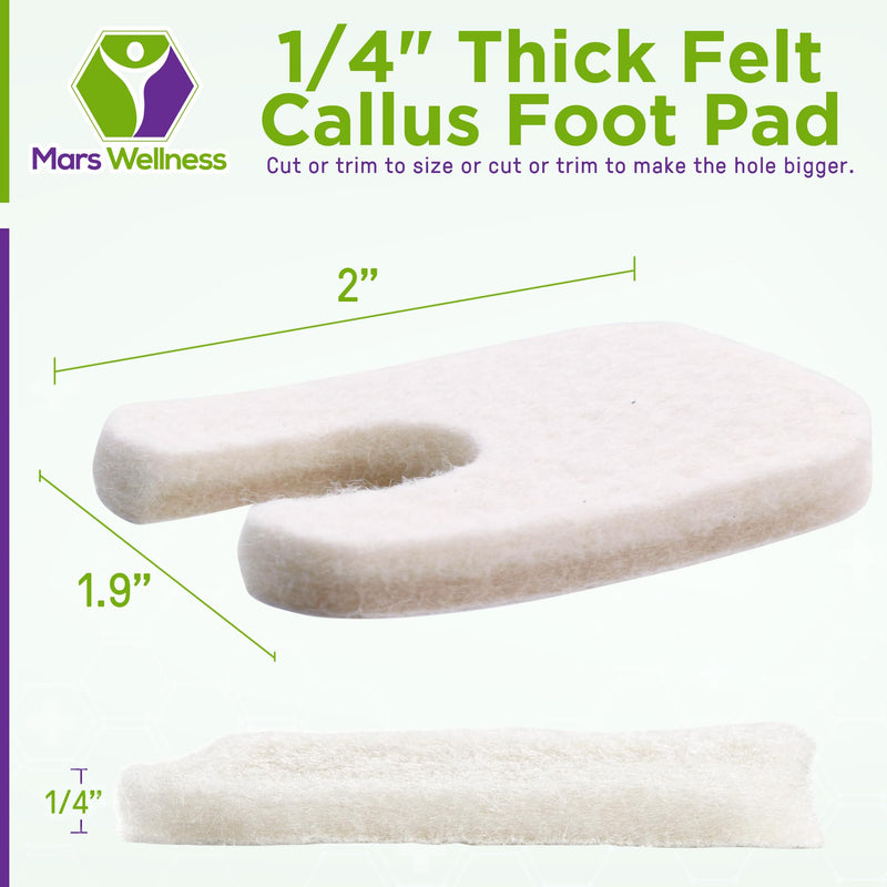 [Australia] - U Shaped Felt Callus Horseshoe Pads - Adhesive Foot Pads That Protect Calluses from Rubbing On Shoes - 3/16" - 25 Pack 