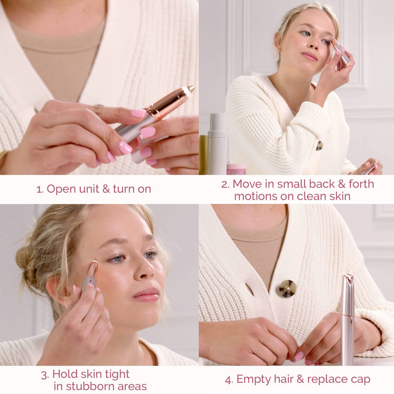 [Australia] - Finishing Touch Flawless Brows Eyebrow Hair Remover Electric Razor for Women with LED Light for Instant and Painless Hair Removal Pink 