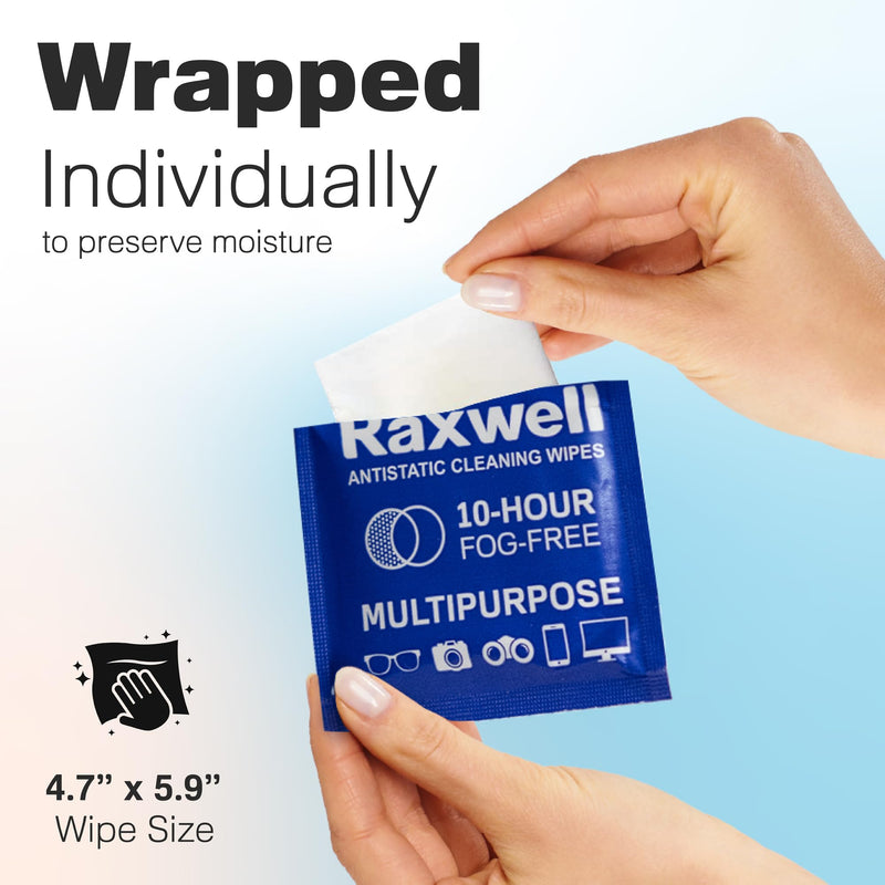 [Australia] - Anti-Fog Wipes for Glasses, Lightly Pre-Moistened, 100 Count, Streak-Free Glasses & Screen Cleaner Wipes. Safe for All Lenses, Eyeglass, Sunglasses, Phone, Camera Lens Individually Wrapped for Travel 
