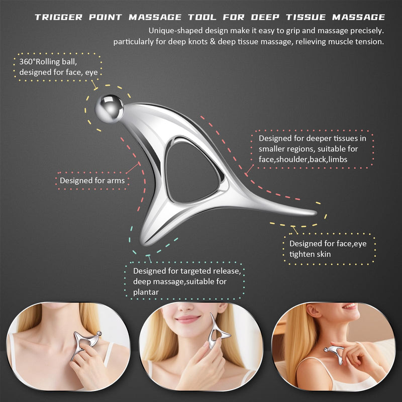[Australia] - Stainless Steel Gua Sha Tools, 3 in 1 Muscle Scraper Tool, Metal Gua Sha Physical Therapy Equipment, Body Guasha, Myofascial Release,Scraping Tool Physical Therapy, Deep Tissue Massager for Knots 