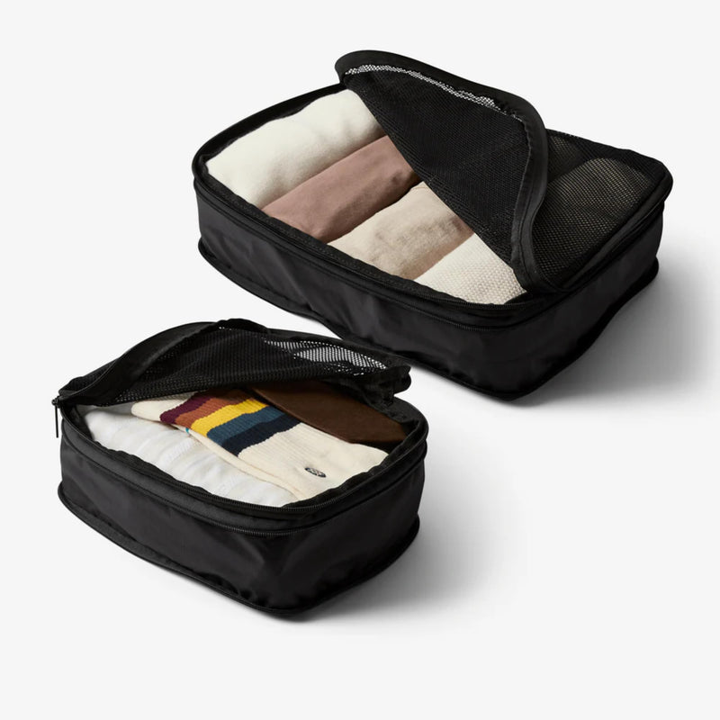 Halfday Modular Mesh Compression Packing Cubes Set (Medium + Large), Black | 2 Lightweight Ripstop Travel Organizers, Space-Saving Design, Durable & Easy-to-Clean, Mesh, Packs Down from 4.5” to 3”