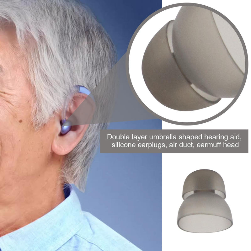 EMSea 6 Pairs Black Hearing Aid Domes Soft Silicone Double Layer Audiphone Ear Tips Replacements Earbud Audiphone Closed Domes Small & Medium & Large