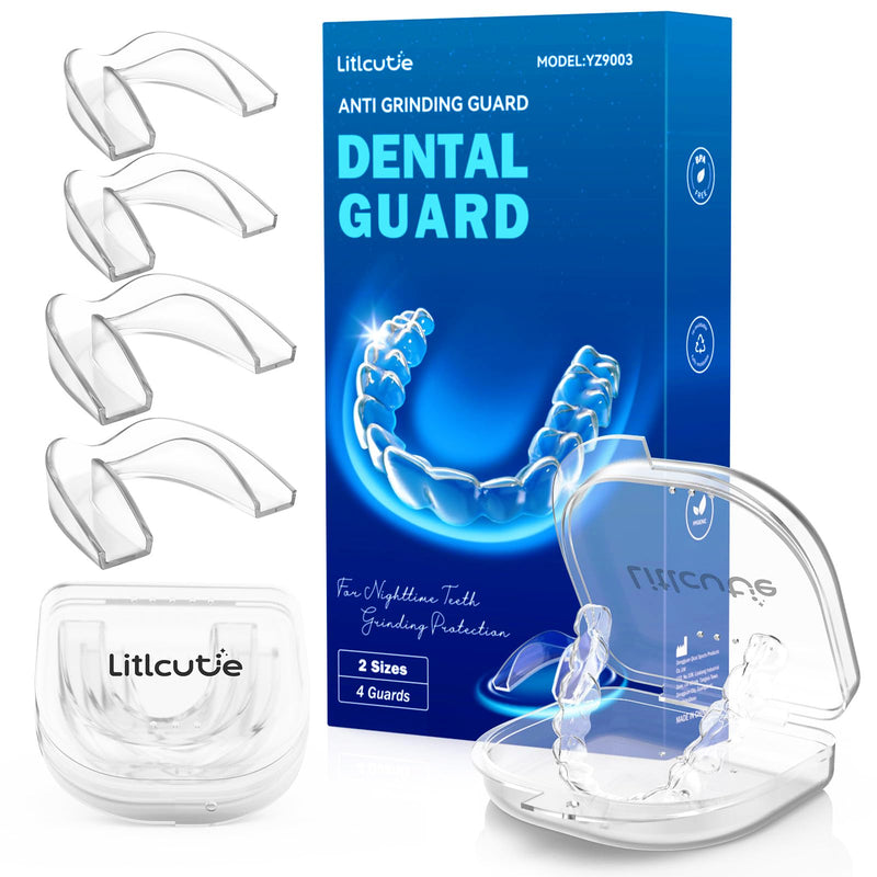 [Australia] - Mouth Guard for Grinding Teeth at Night,Teeth Grinding Mouth Guard for Sleep,Reusable Guards for Sleeping,4 Pack/2 Size,Transparent Transparent 4 Pack/2 Size 