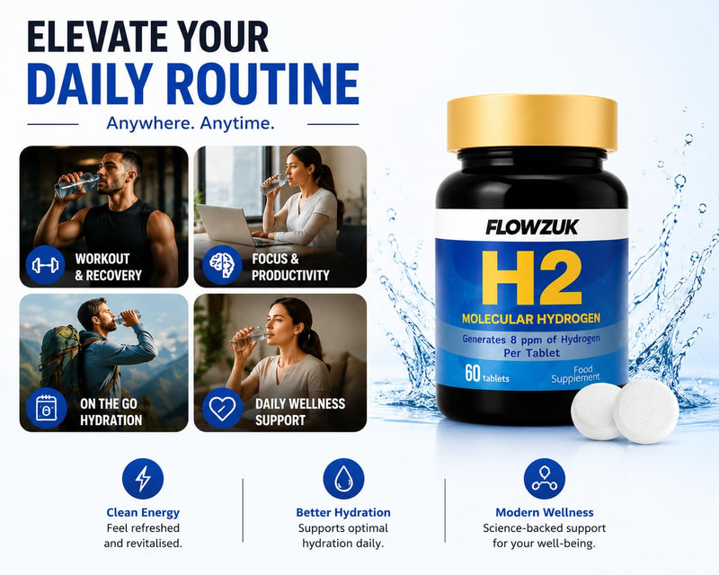 H2 Molecular Hydrogen Tablets – 60 Dissolvable Hydrogen Water Tablets – 8ppm Effervescent Formula – Portable Daily Hydration Supplement