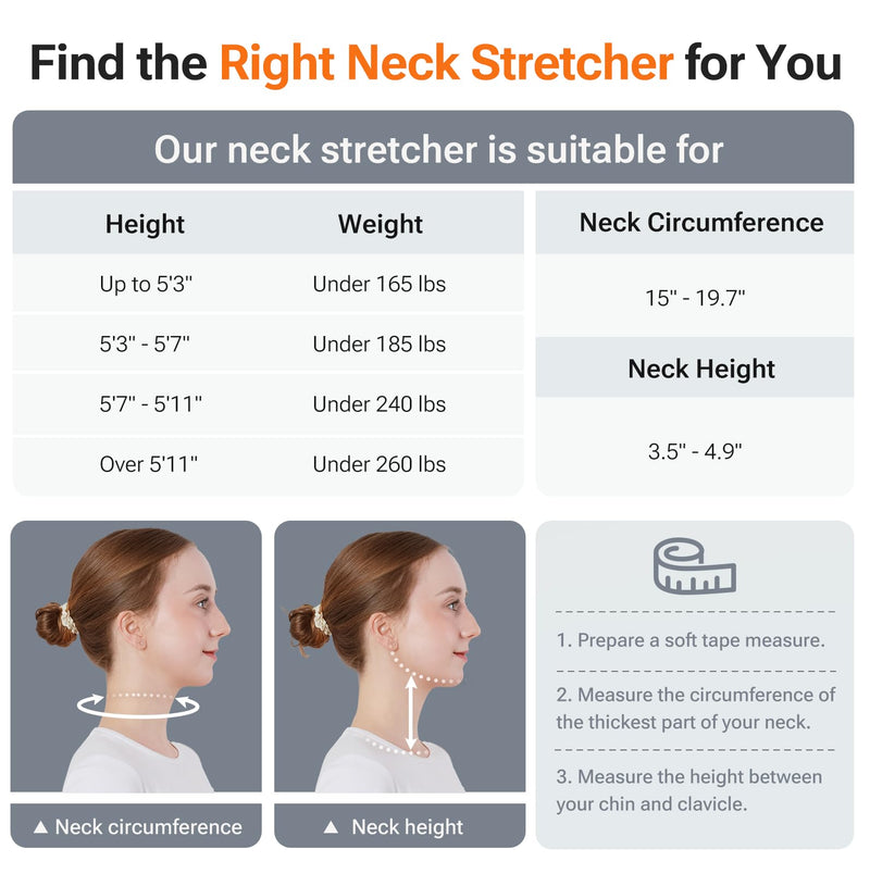 [Australia] - Built-in Inflatable Neck Stretcher, Cervical Traction Device with High-Front & Low-Back for Effective Traction and Support, Neck Decompression Devices with 3-Layer Chambers in Varied Sizes, Home Use 