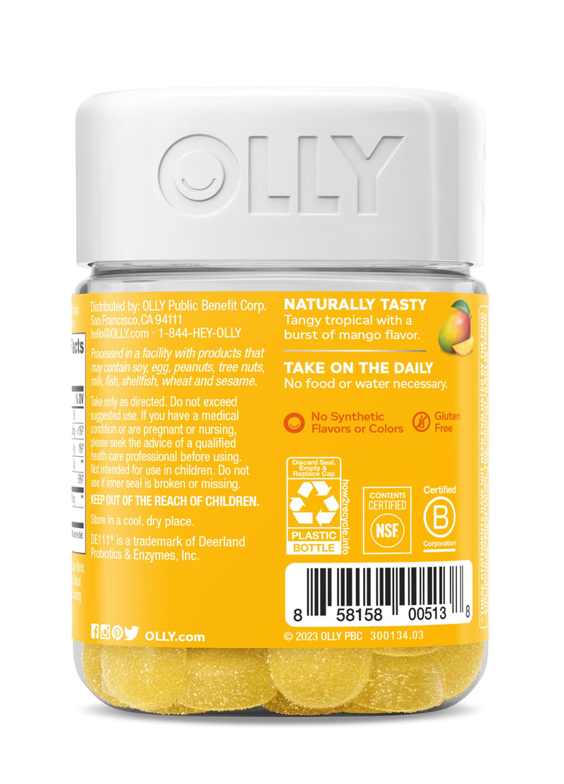 OLLY Probiotic Gummy, Immune System & Digestive Support*, Mango - 50 Count 50 Count (Pack of 1)