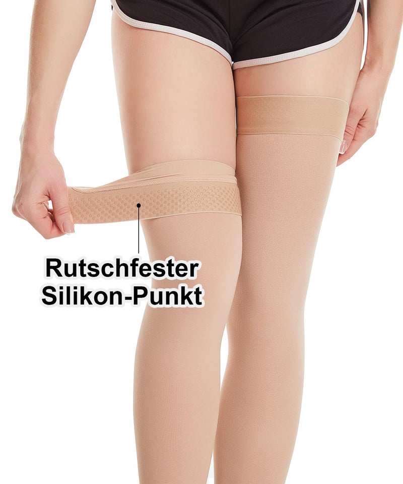 [Australia] - 20-30 mmHg Medical Compression Stockings Women & Men Class 2, Closed Toe Long Support Stockings Thrombosis Stockings with Silicone Band for Varicose Veins Edema Flight S Black 