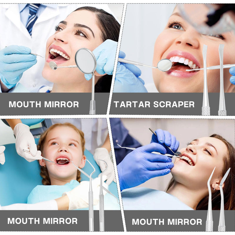 [Australia] - 8-piece teeth cleaning set made of stainless steel - dentist instruments - dentist mirror - tongue scraper - professional tooth cleaning set - suitable for oral hygiene - teeth cleaning and dental care 