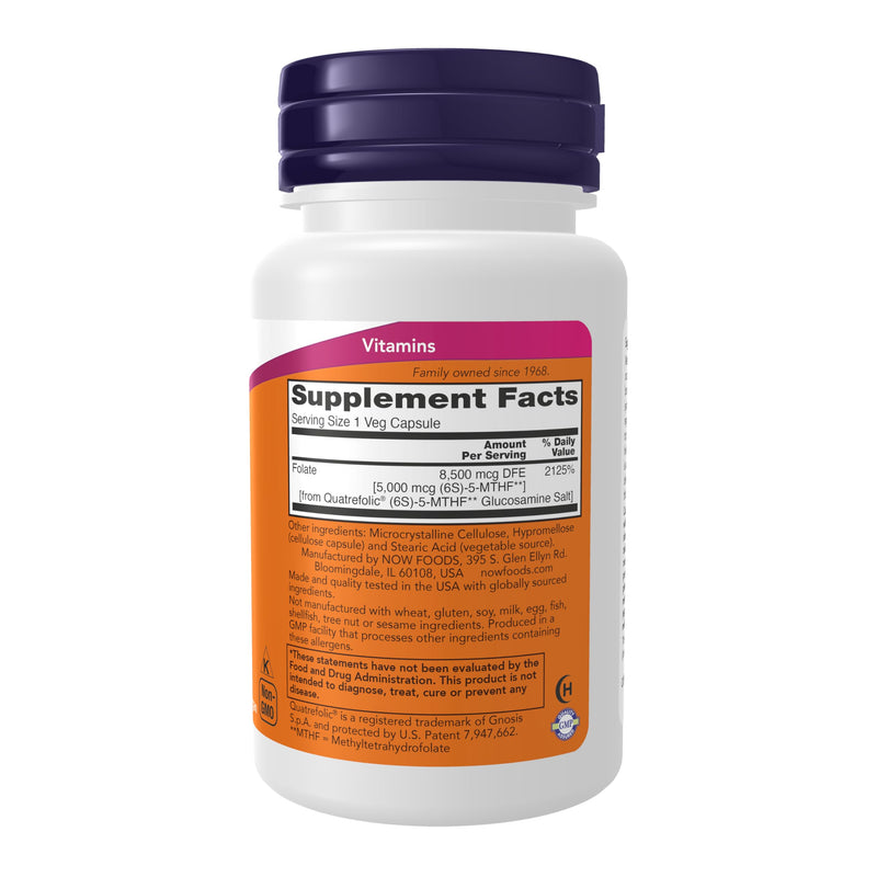 NOW Supplements, Methyl Folate 5000 mcg, Superior Bioavailability, 50 Veg Capsules 50 Count (Pack of 1)