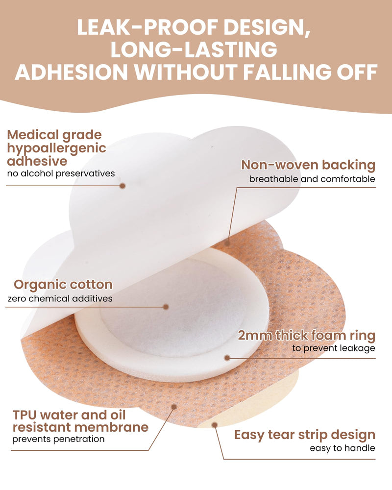 [Australia] - 54PCS Castor Oil Patches, Castor Oil Pack Wrap Disposable Organic Cotton Self-Adhesive Pads for Belly Button, Anti Leakage Design, Breathable & Portable, No Wash (Beige) 1 Count (Pack of 54) 