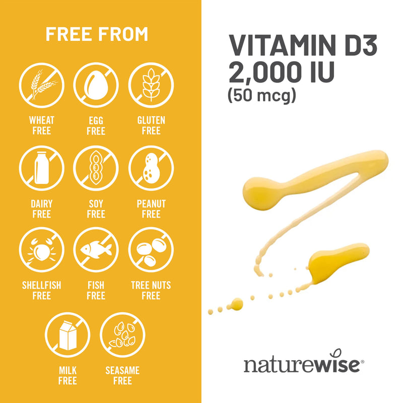 NatureWise Vitamin D3 2000IU Supplement, Immune Support, 360 Mini Softgels