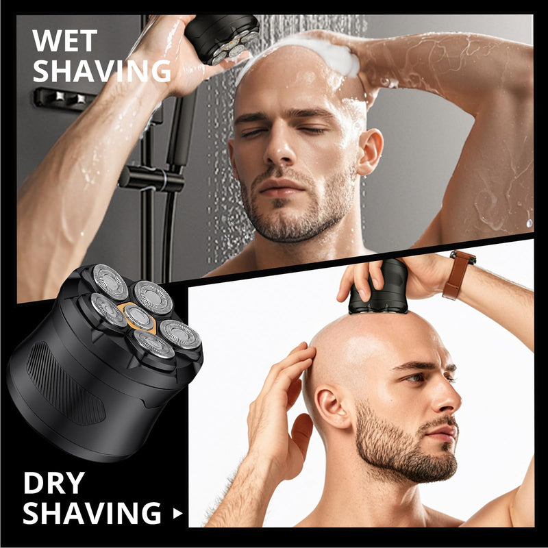 [Australia] - Bald Hair Clipper, Hair Trimmer for A Bald Head, Beard Shaver, Magnetic Six-Blade Head, Easy to Clean, USB Charging, Two-Speed Settings, Extra-Long Battery Life, an Ideal Gift for Fathers and Men 