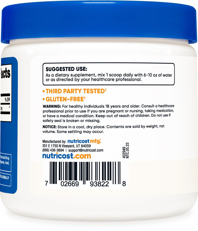 Nutricost N-Acetyl L-Cysteine (NAC) Powder 250 Grams - Vegan NAC, Non-GMO, Gluten Free Unflavored 208 Servings (Pack of 1)