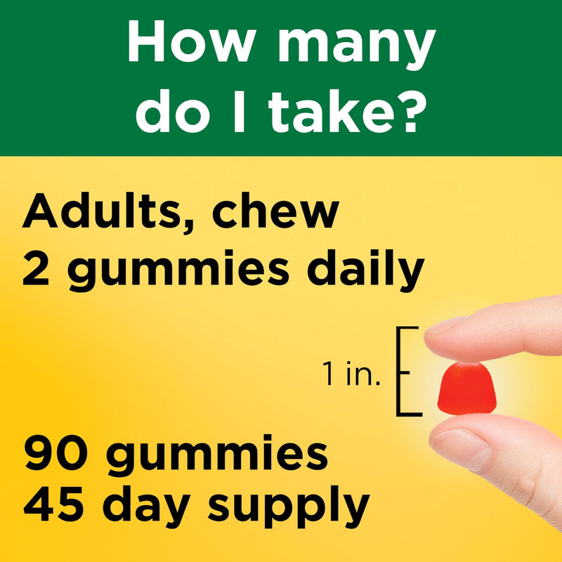 Nature Made Vitamin D3 2000 IU (50 mcg) per Serving, 90 Vitamin D Gummies | Vitamin D Gummies for Adults for Immune, Bone, Teeth and Muscle Health Support, Fruit Flavors, 45 Day Supply Strawberry, Peach, Mango 90 Count (Pack of 1)