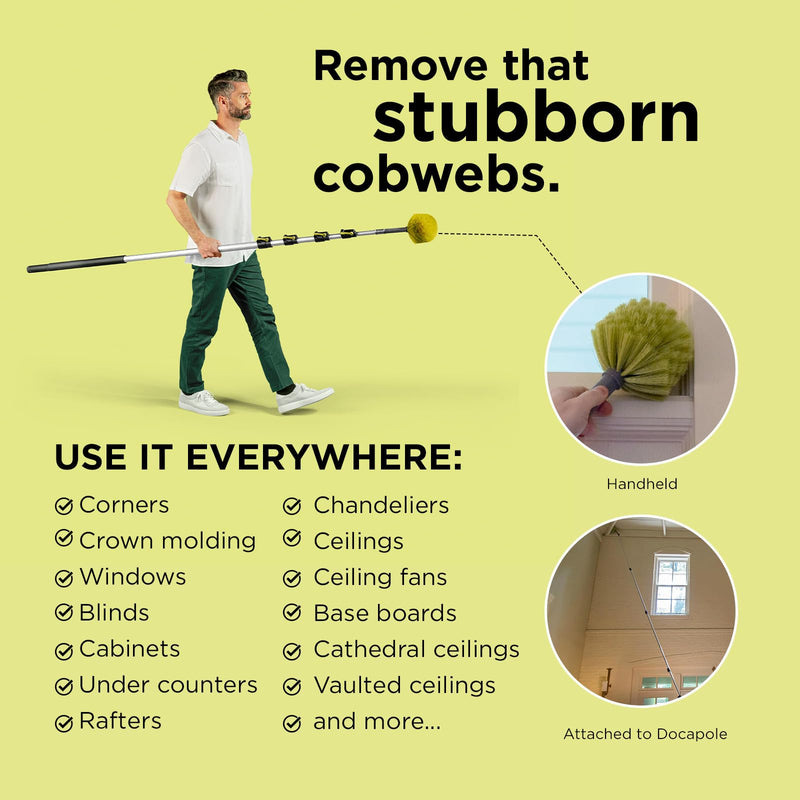 [Australia] - DOCAZOO DocaPole Microfiber Duster, Ceiling, Corner, and Cobweb Dusting Attachement for High Ceilings and Surfaces, Home Cleaning Kit, Pole Not Included 1 Pk - Cobweb Duster 