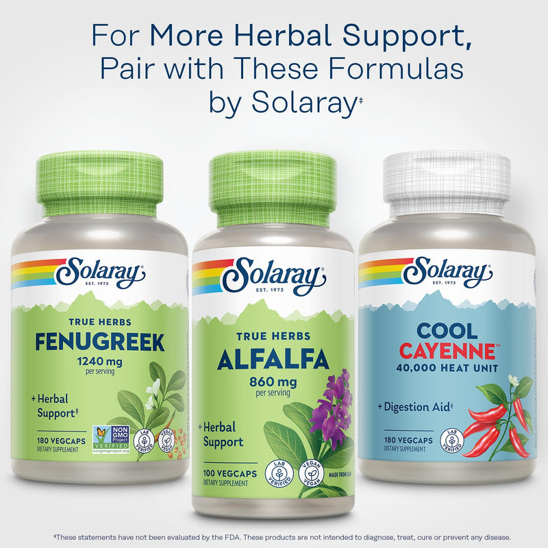 [Australia] - SOLARAY Alfalfa Leaf 860 mg - Alfalfa Capsules for Nutritive Support, Herbal Superfood w/Naturally Occurring Vitamin K, C and E, Minerals, Fiber and Chlorophyll, Vegan, 60-Day Guarantee, 50 Servings 100 Count (Pack of 1) 