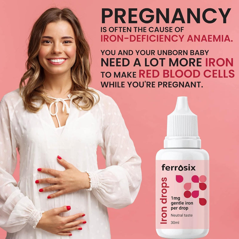 Iron Drops - Gentle, High Strength Liquid Supplement - Iron Deficiency & Anaemia Support - Integrated Dropper Cap - Ferrous Bisglycinate + Vitamin C - Vegan - 30 ml