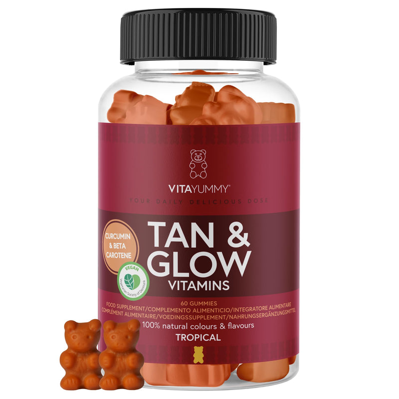 [Australia] - VitaYummy Tan & Glow Vitamin - dietary supplement tan gummy bears with vitamin A, vitamin C and beta-carotene - vegan & without gelatin - 60 vitamin gummy bears with tropical flavor 