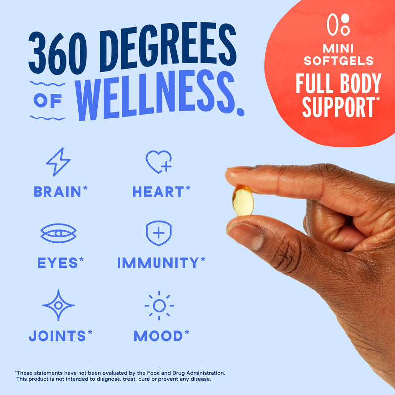 Oceanblue Professional Omega-3 2100 Mini Softgels - Triple Strength DPA EPA DHA Omega 3 Supplement - Easy to Swallow Burpless Wild Caught Fish Oil - Orange Flavor, 120 Softgels 120 Mini Count (Pack of 1)