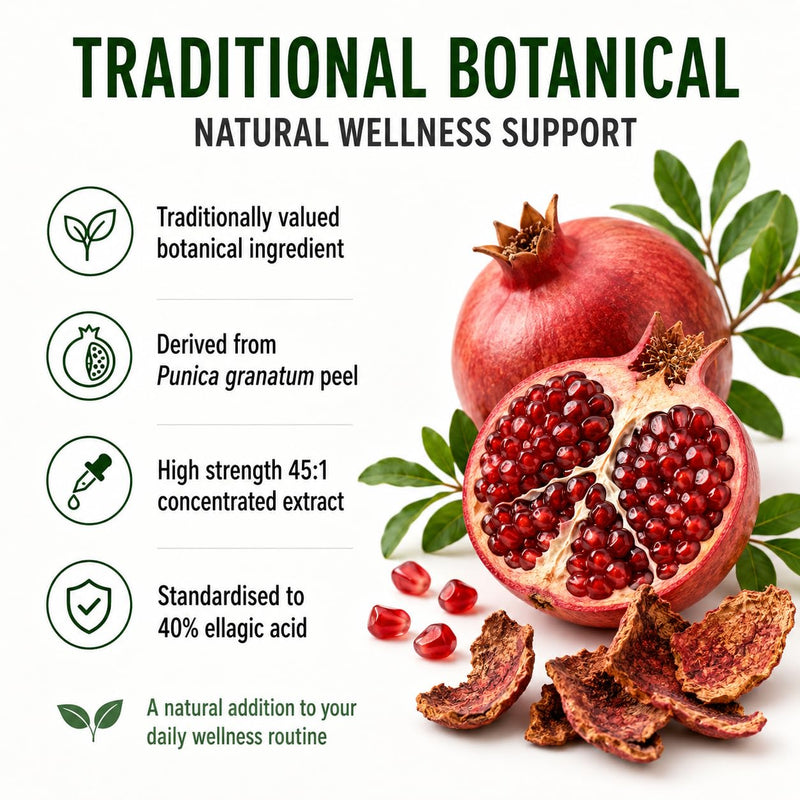 Hepatica Pomegranate Extract 22,500mg Equivalent | 500mg 45:1 Extract Standardised to 40% Ellagic Acid | 120 Vegan Capsules | 4-Month Supply | 3rd Party Lab Tested