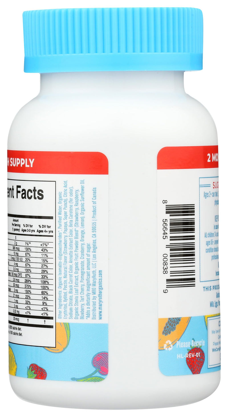 MARYRUTH'S Kids Multivitamin Gummies, Sugar Free, 2 Month Supply, Ages 4+ | Essential Vitamins C, D3, Zinc, 60 Count