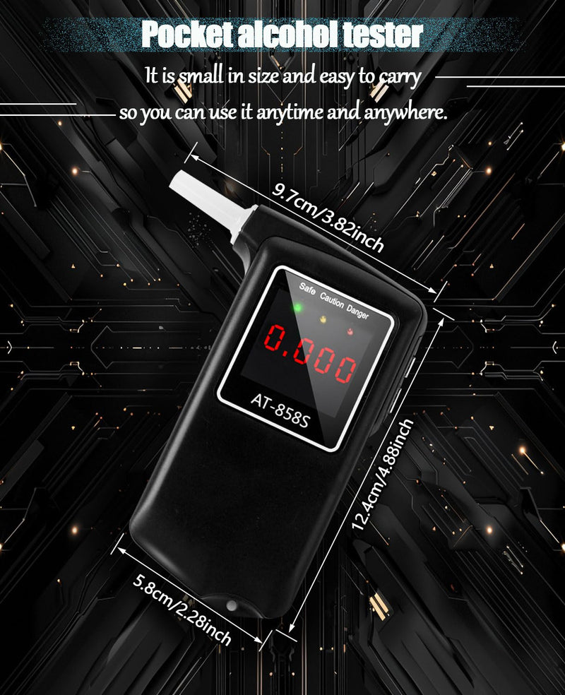 2026 Portable Breathalyzer, Easy-to-Use Alcohol Tester with Backlit Display - Ideal for Home Use, Parties, and Special Events, Professional Alcohol Tester with 10Pcs Mouthpieces