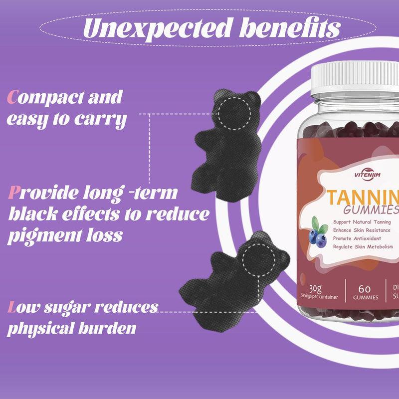 [Australia] - Tanning Gummies - Self Tan Supplement That Work Fast Without Sun - Daily Oral Chews with Beta Carotene Astaxanthin Lycopene & Vitamins for Skin Health Glow Up Sunless Tan - Vegan Sugar Free Blueberry 