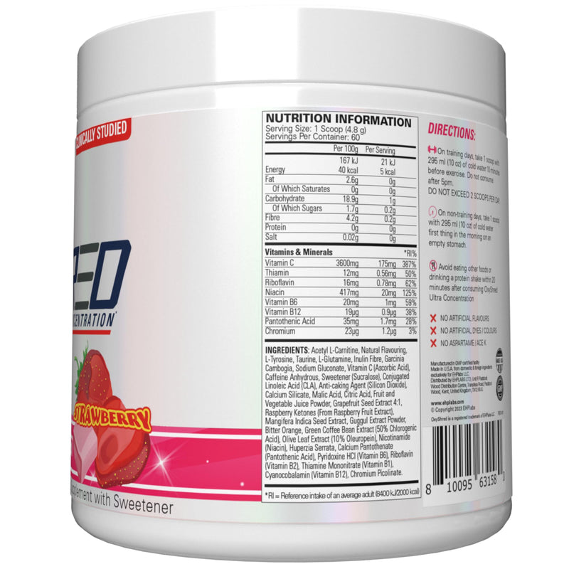 EHPlabs OxyShred Thermogenic Pre Workout Powder & Shredding Supplement - Clinically Proven Pre Workout Powder with L Glutamine & Acetyl L Carnitine, Energy Boost Drink - Cosmic Blast, 60 Servings