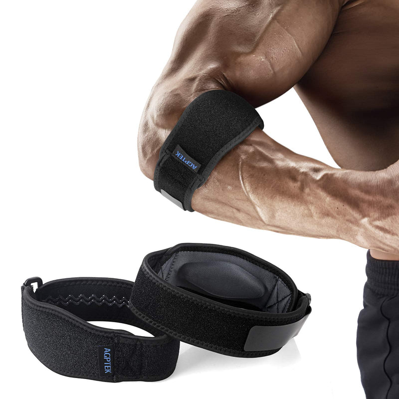 AGPTEK Elbow Brace for Tendonitis and Tennis Elbow 2 Pack, Tennis Golfers Elbow Support Arm Band Pain Relief Elbow Wrap Weightlifting Elbow Strap with Compression Pad for Men & Women, Grey Gray