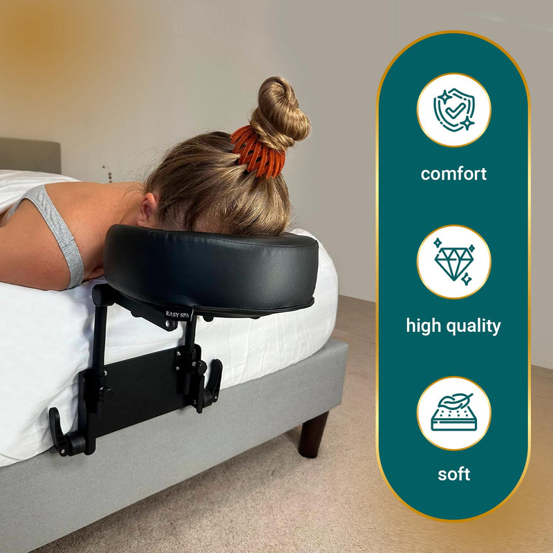 [Australia] - Premium Massage Face Cradle Cushion Memory Foam, Massage Pillow Face Down for Massage Table, PU Leather U Shaped Pillow (Black) Black 