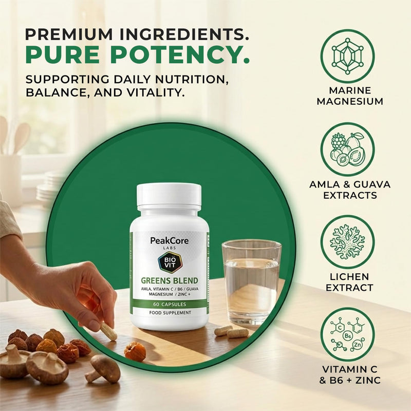 Greens Blend | Premium BioVit® Formula | 100% Natural Vitamins & Minerals | Plant-Based Ingredients, Greens & Essential Nutrients | Daily Nutritional Support | 60 Capsules