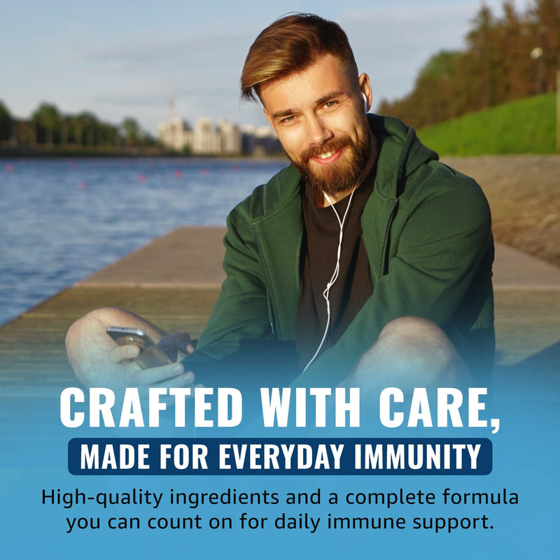 10-In-1 Immune Support Supplement: Immune Boosters for Adults & Kids Daily Immunity Defense with Key Immune System Vitamins Zinc, Vitamin C and D, Plus Elderberry, Quercetin, Echinacea & More, 60 Caps 60 Count (Pack of 1) Capsule