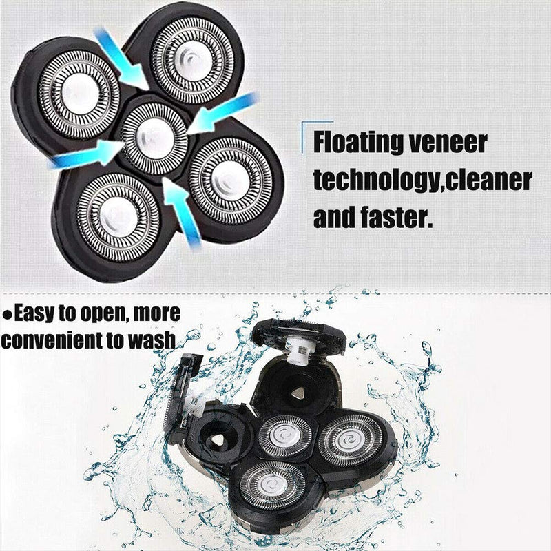 5 Head Shaver Heads, 2PCS Shaver Blade Heads Shaver Replacement for Electric Razor Shaving Bald Tool, Head and Face Electric Razor Shaver Head, Not Fit for Remington Razors and Skull Rotary Razors