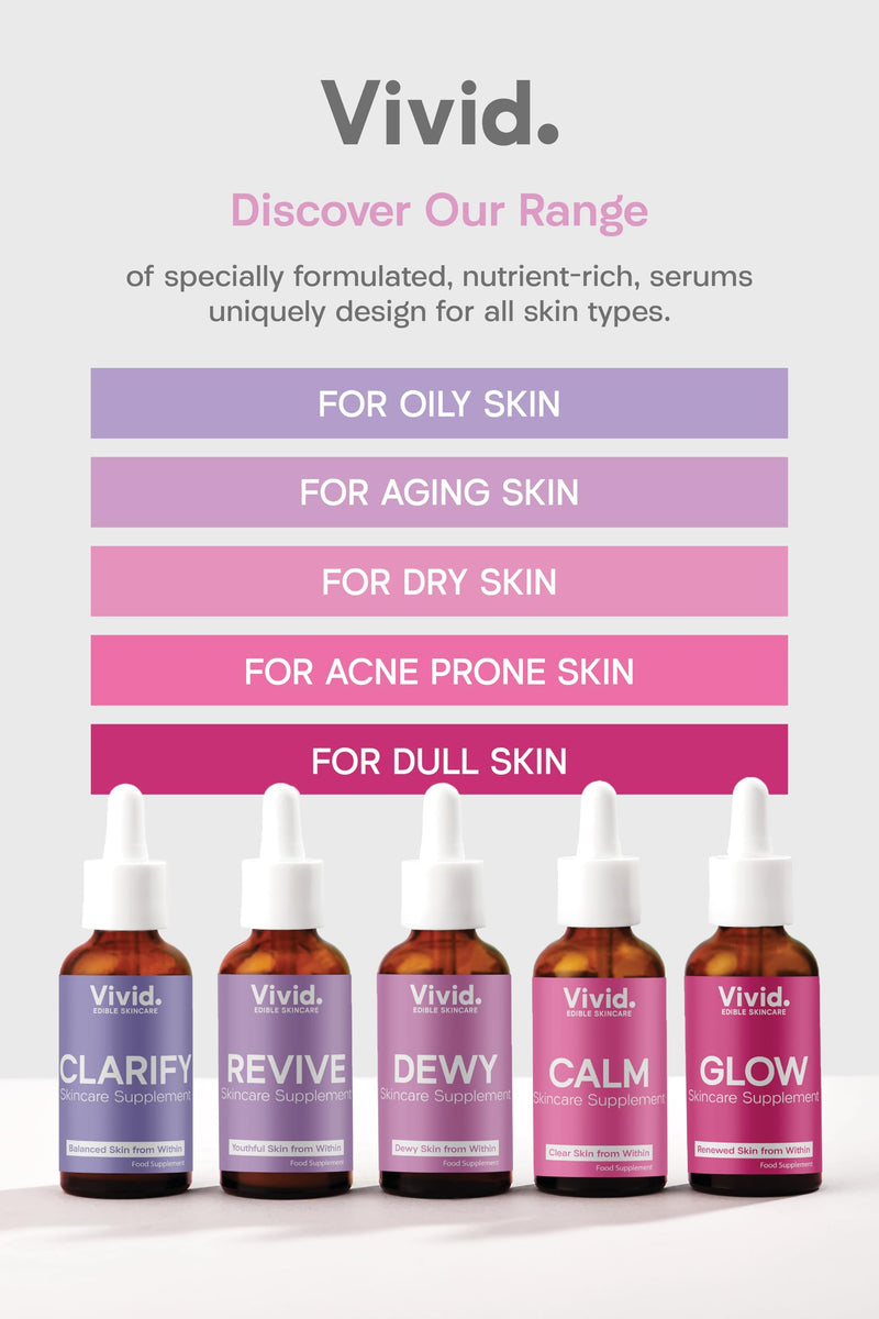Vivid Dewy Edible Skin Supplement - for Dry Skin - Collagen, Aloe Vera, Vitamin C - 30 day serving