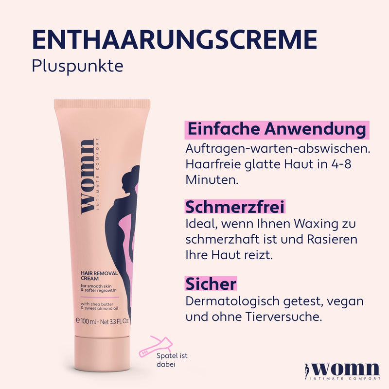 [Australia] - womn 2 x 100 ml Intimate Comfort HAIR REMOVAL CREAM - hair removal cream for bikini area and armpits (set, 2x100ml) 