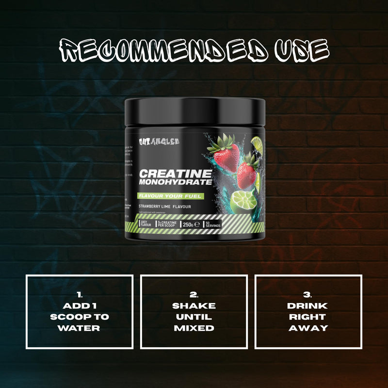 Creatine Monohydrate Powder, Strawberry Lime, 50 Servings, Micronised for Easy Mixing, Muscle Growth, Muscle Recovery and Strength Performance