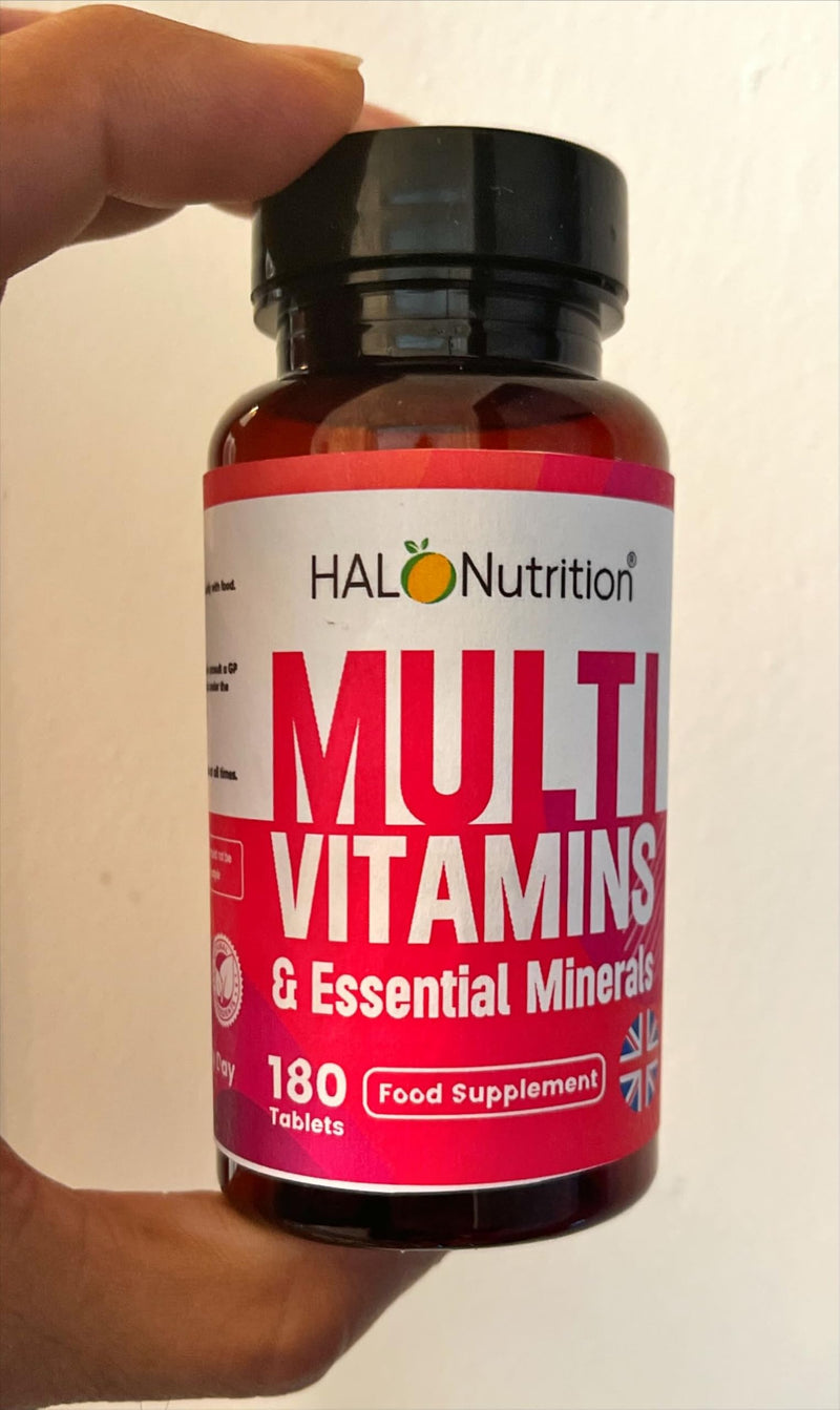 Multivitamin Tablets - Multivitamin for Men & Women -180 Tablets 1 Tablet a Day with Water -with Essential Multivitamins and Minerals Like Iron, Zinc, & Vitamins C -Vegan -Halal HALO Nutrition
