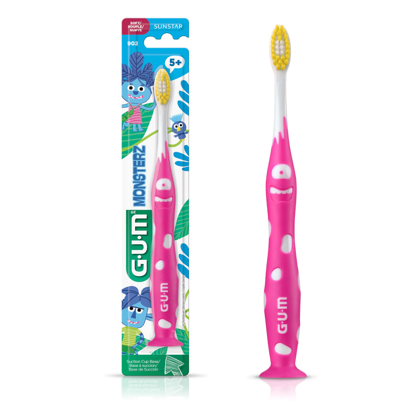 [Australia] - GUM Monsterz Jr Kids‚Äô Toothbrush, Soft Bristled Children‚Äôs Toothbrush with Suction Cup, for Ages 5+, 1 Count(Pack of 6) Ages 5+ 1 Count (pack of 6) 