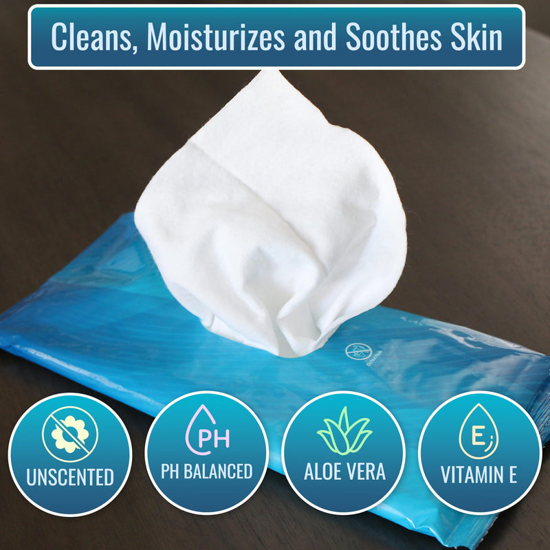 HealthSmart Adult Bathing Wet Wipes, Pack of 10, pH Balanced, Vitamin E & Aloe, Unscented, Rinse Free, Perfect for Travel, White 12 Count (Pack of 10)