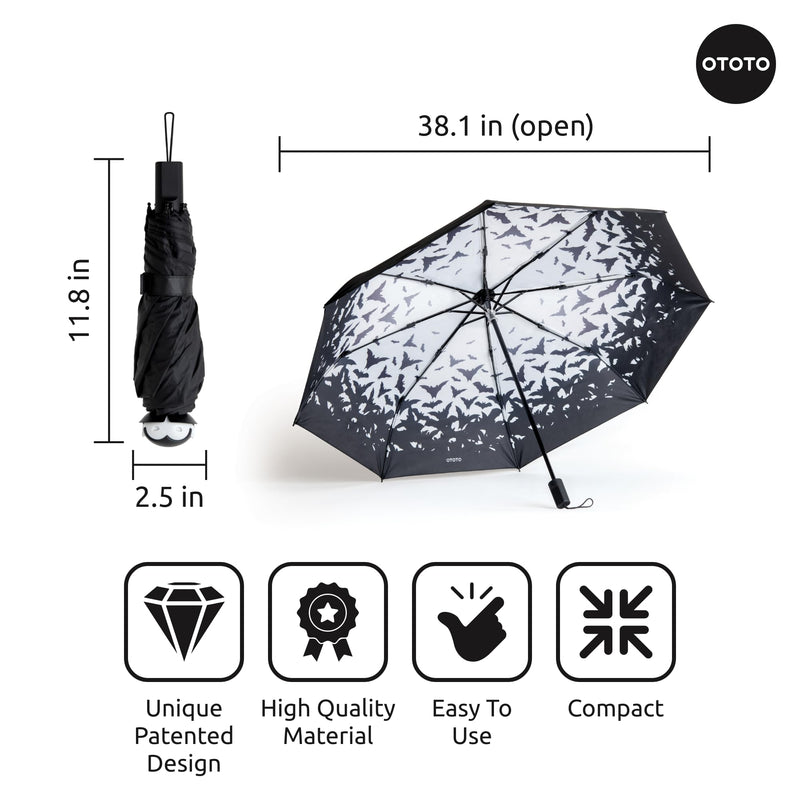OTOTO NEW! Spookula Vampire Folding, Collapsible, Umbrella, Unique, Goth Accessories, Wicked Brew Glass Cups with Lids and Straws - Halloween