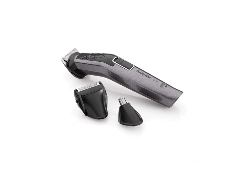 [Australia] - BaByliss Men 10-in-1 Carbon Titanium Multi-Grooming Trimmer Kit washable for body, beard and nose hair incl. storage bag, black gray MT727E 