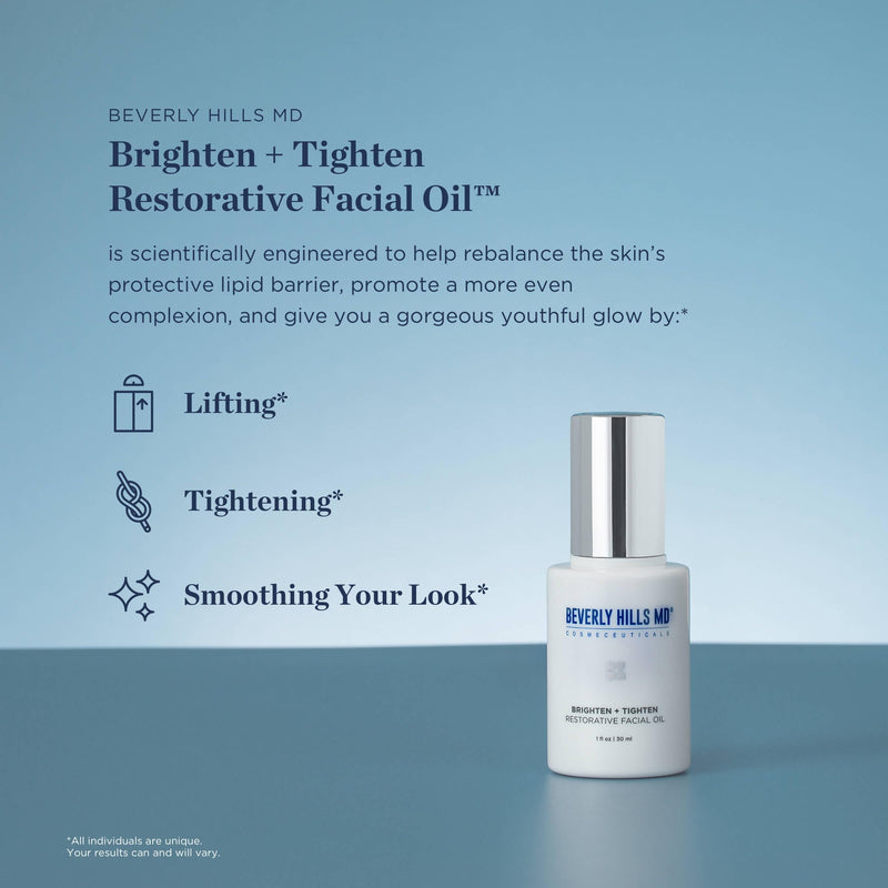 Beverly Hills MD Brighten + Tighten Restorative Facial Oil | Vitamin C facial oil helps moisturize and even the look of skin on the face, neck and decollete